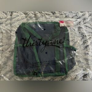 Thirty-One Navy and Leaf Green Mesh Caddy